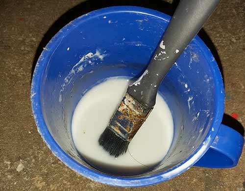 Brush in white spirit cleaner for cleaning oil-based paint